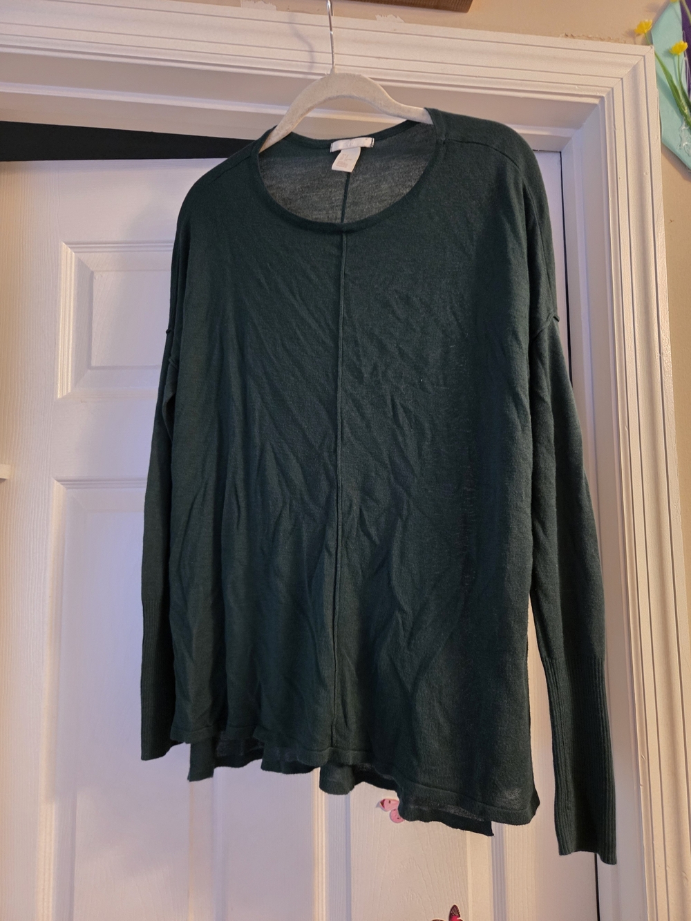 H&M Dark Green Long Sleeve Lightweight Sweater Small S